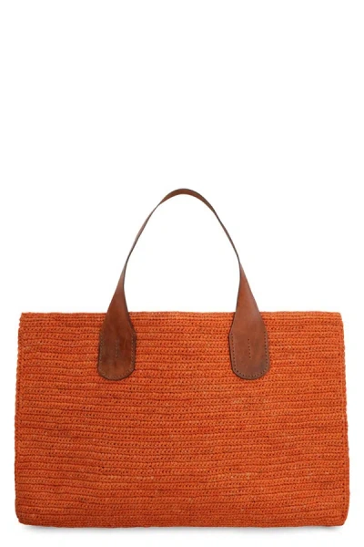 Ibeliv Lakana Raffia Tote Bag In Orange