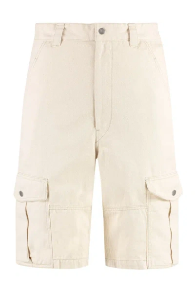 Isabel Marant Cargo Cotton Shorts In Ecru