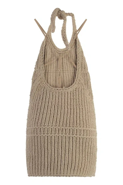 Jacquemus Nuvola Knitted Dress In Beige