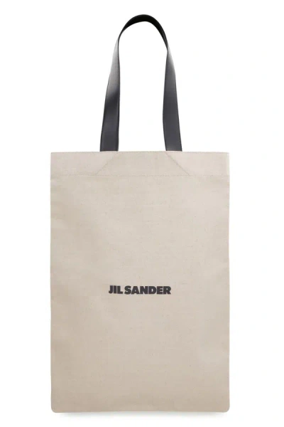 Jil Sander Logo-print Tote Bag In Beige