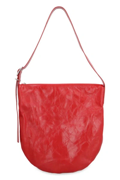 Jil Sander Leather Crossbody Bag In Red