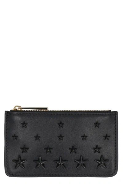 Jimmy Choo Nancy Leather Coin Purse Pouch In Black