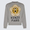 KENZO KENZO PALE GREY WOOL-COTTON BLEND JUMPER