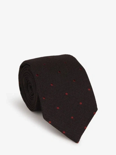 Kiton Dot Motif Tie In Brown And Red