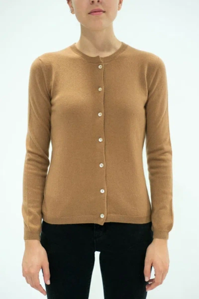 La Rose Cardigan Cashmere Cammello In Brown