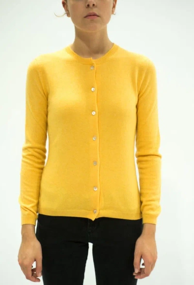 La Rose Cardigan Cashmere Giallo In Yellow