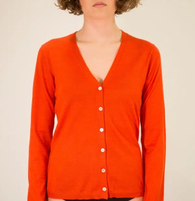 La Rose Cardigan Knit Orange In Red