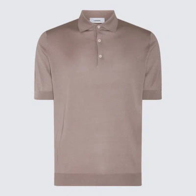 Lardini Taupe Cotton Polo Shirt In Grey