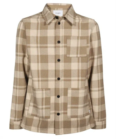 Les Deux Checked Cotton Shirt In Beige