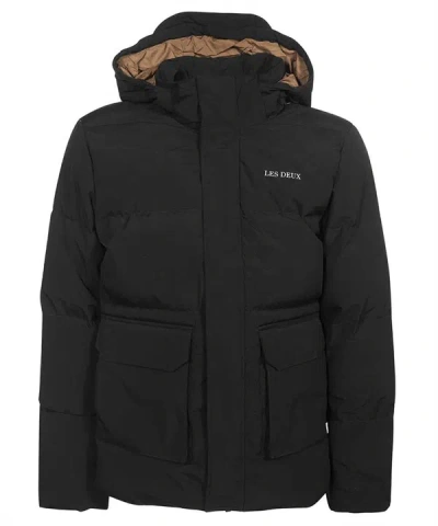 Les Deux Hooded Down Jacket In Black