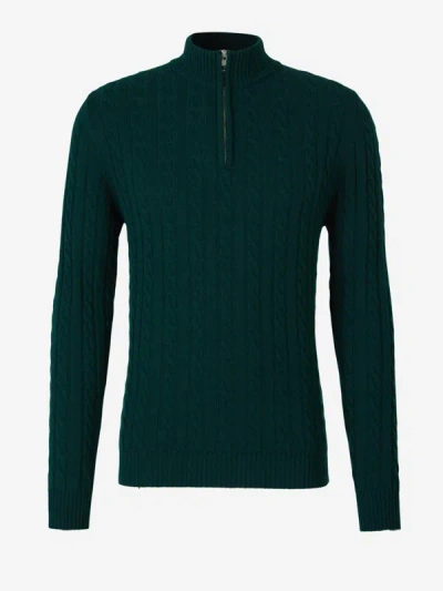 Luigi Borrelli Cable Knit Wool Sweater In Emerald Green