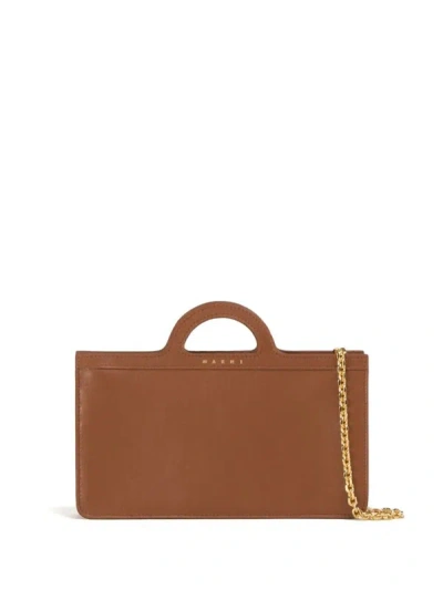 Marni Tropicalia Bag With Embossed Logo In Brown