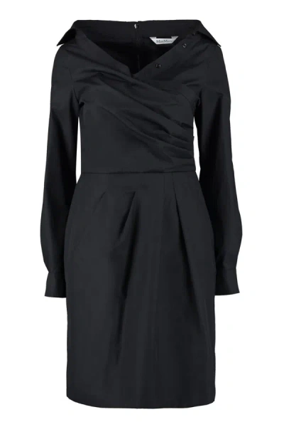 Max Mara Squaw Cotton Mini-dress In Black
