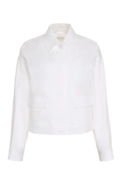 Max Mara Baffo Jacket In Cotton With Buttons In White