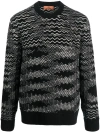 Missoni Handcrafted Wool Blend Crew Neck Sweater In Black