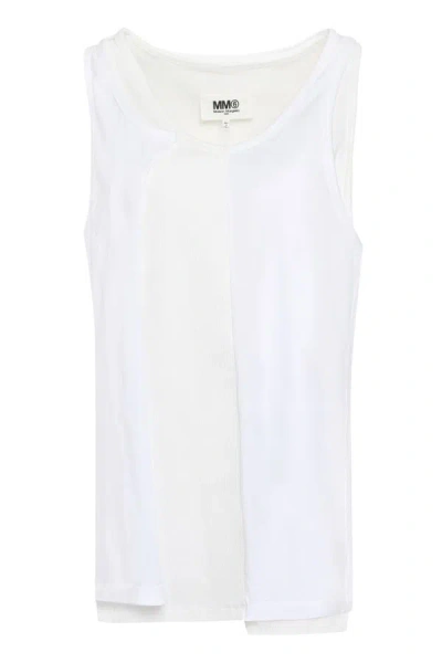 Mm6 Maison Margiela Layered Scoop-neck Tank Top In White