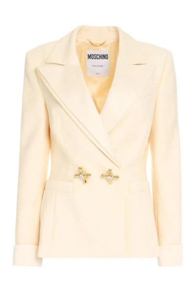Moschino Double-breasted Wool Blazer In Multicolor