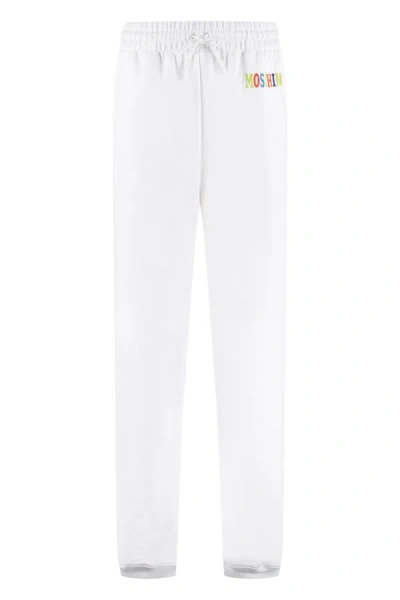Moschino Logo Detail Cotton Track-pants In White