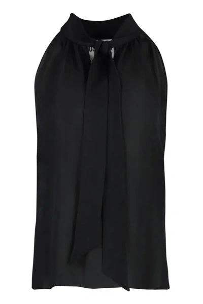 Moschino Silk Blouse With Bow In Black