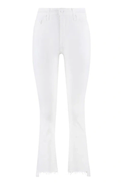 Mother The Insider Crop Step Fray Jeans In White