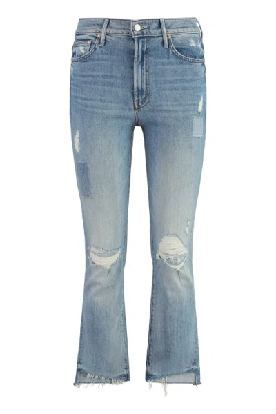 Mother The Insider Crop Step Fray Stretch Cotton Jeans In Denim