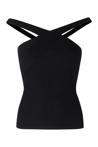 Msgm Ribbed Knit Top In Black