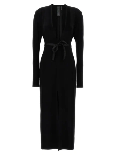 Norma Kamali Deep V-neck Long Dress In Black