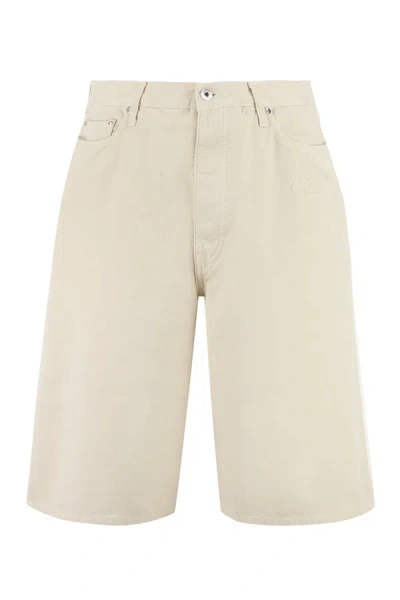 Off-white Cotton Bermuda Shorts In Beige