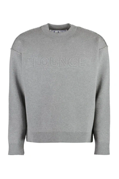 Off-white Knit Cotton Blend Pullover In Grey