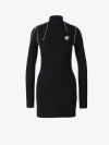 Off-white Woman Mini Dress Black Size 6 Wool, Polyamide, Elastane, Acetate In Black And White