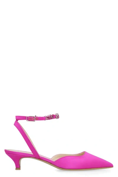 P.a.r.o.s.h Embellished Satin Slingback Pumps In Purple