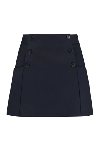 P.a.r.o.s.h Double-button Mini Skirt In Blue