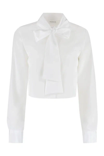 P.a.r.o.s.h Palmer Lace-up Collar Crêpe Blouse In White