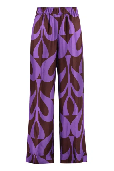 P.a.r.o.s.h Printed Silk Pants In Purple