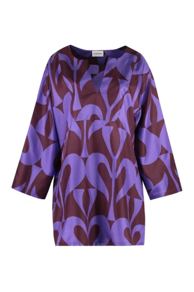 P.a.r.o.s.h Abstract-pattern Silk Minidress In Purple