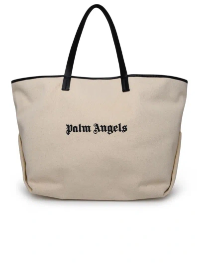 Palm Angels Ivory Cotton Tote Bag In Avorio