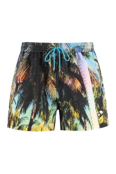 Paul Smith Palm Tree-print Drawstring Swim Shorts In Multi