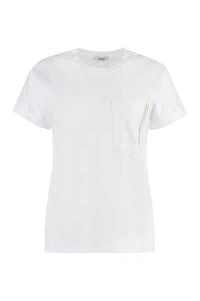 Peserico Cotton Crew-neck T-shirt In White