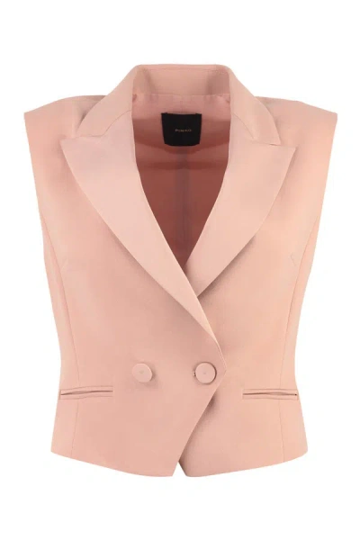 Pinko Double-breasted Cropped Waistcoat In Pink