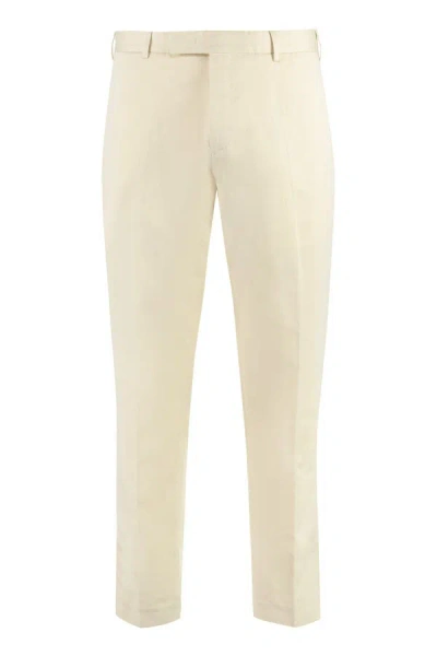 Pt01 Cotton-linen Trousers In Panna