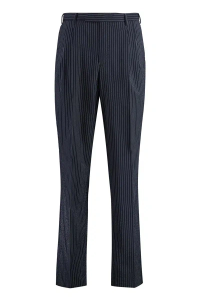 Pt01 Pantaloni Torino Virgin Wool Trousers In Blue