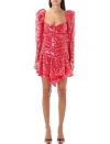 Rotate Birger Christensen Ruffled Sequined Lace Mini Dress In Poppy Red