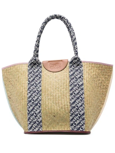 See By Chloé Logo Detailed Interwoven Tote Bag In Lilac