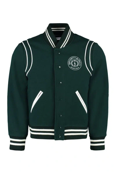 Sporty And Rich Logo Embroidered Varsity Jacket In Green
