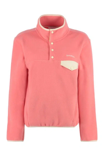 Sporty And Rich Sporty & Rich Stand-up Collar Fleece Sweatshirt In Pink