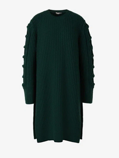 Stella Mccartney Chain Cable Regenerated Cashmere Knit In Dark Green