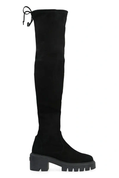 Stuart Weitzman Over The Knee Round Toe Boots In Black