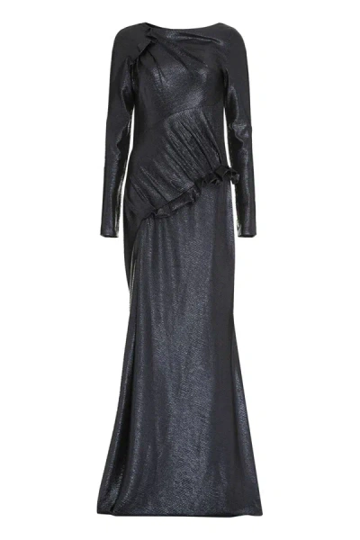 Talbot Runhof Draped Dress In Blue