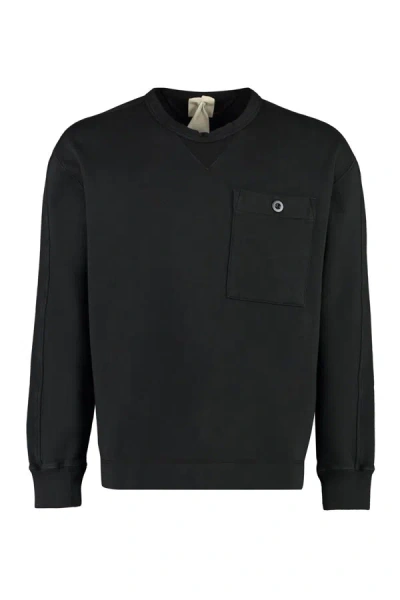 Ten C Cotton Crew-neck Sweatshirt In Black