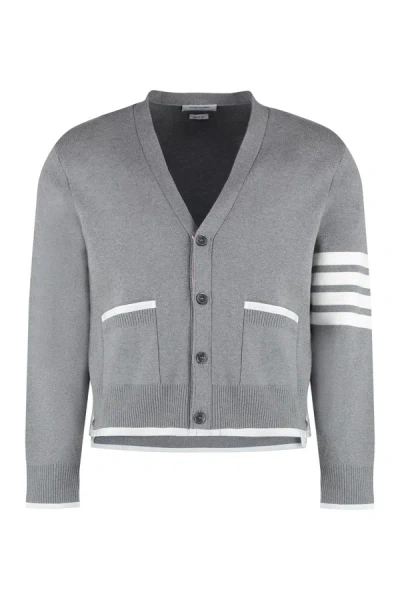 Thom Browne Cotton Cardigan In Grey